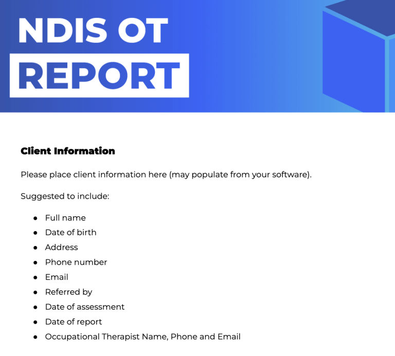 NDIS Occupational Therapy Report Template