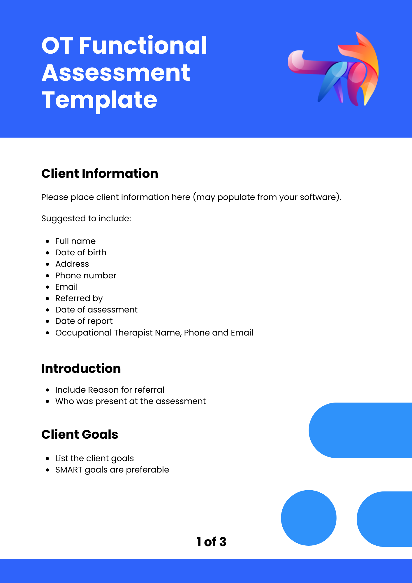 Occupational Therapy Functional Assessment Template | Moddy